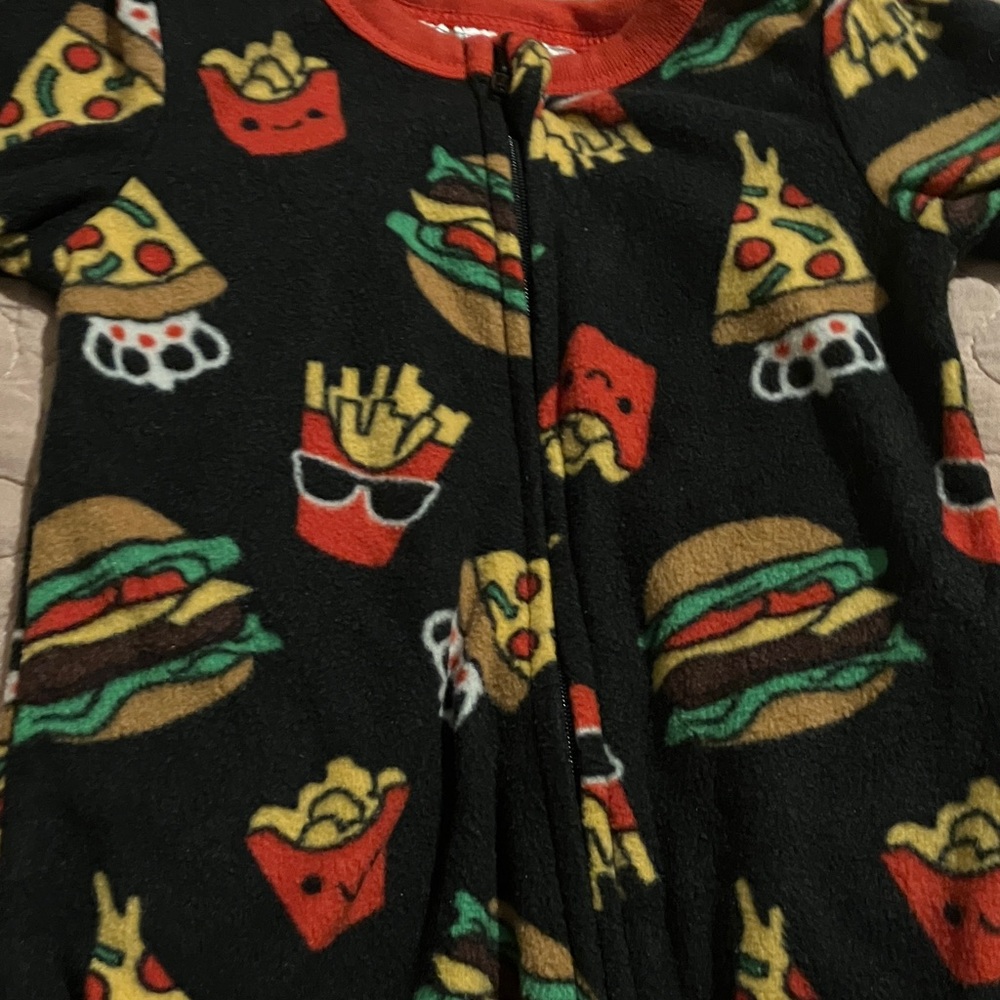 Fun Food Print Kids Footie Pajamas